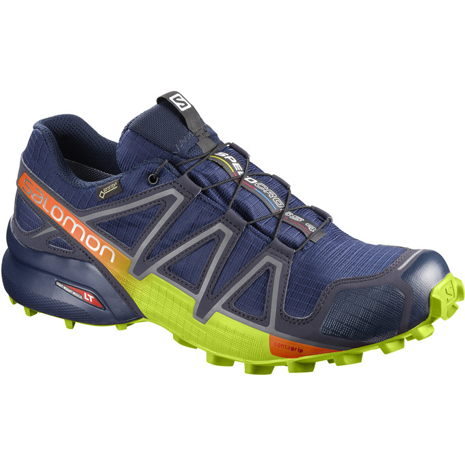 Chaussures De Trail Running Salomon Homme Bleu Marine / Vert - Salomon SPEEDCROSS 4 GTX® - France (0